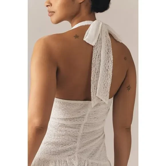 NWT Anthropologie Flat White Plunge Slim Maxi Dress $168 PLUS 1X White - Picture 6 of 8